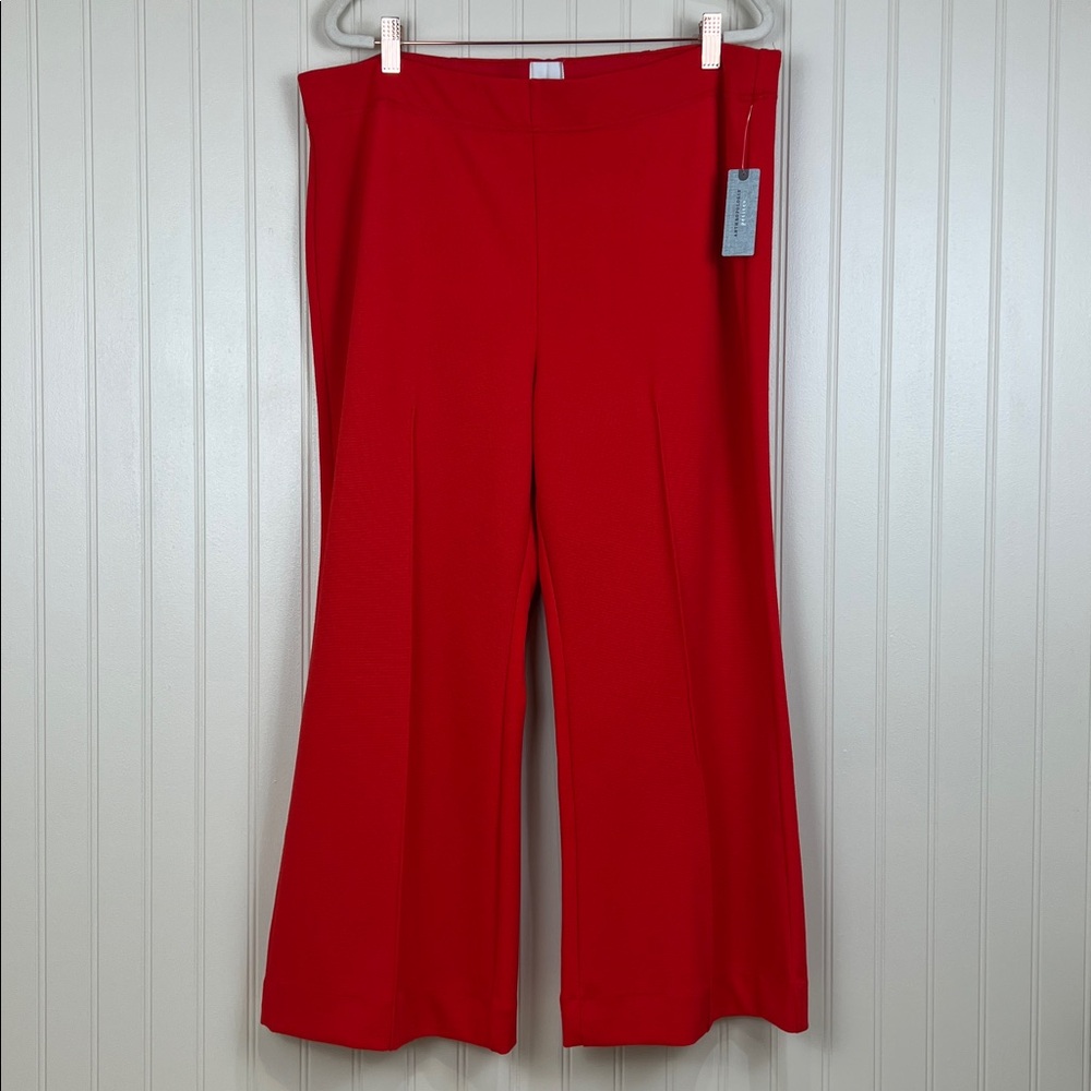 NWT Anthropologie Maeve The Margot Kick Flare Cropped Textured Red Pants XLP - Picture 2 of 11